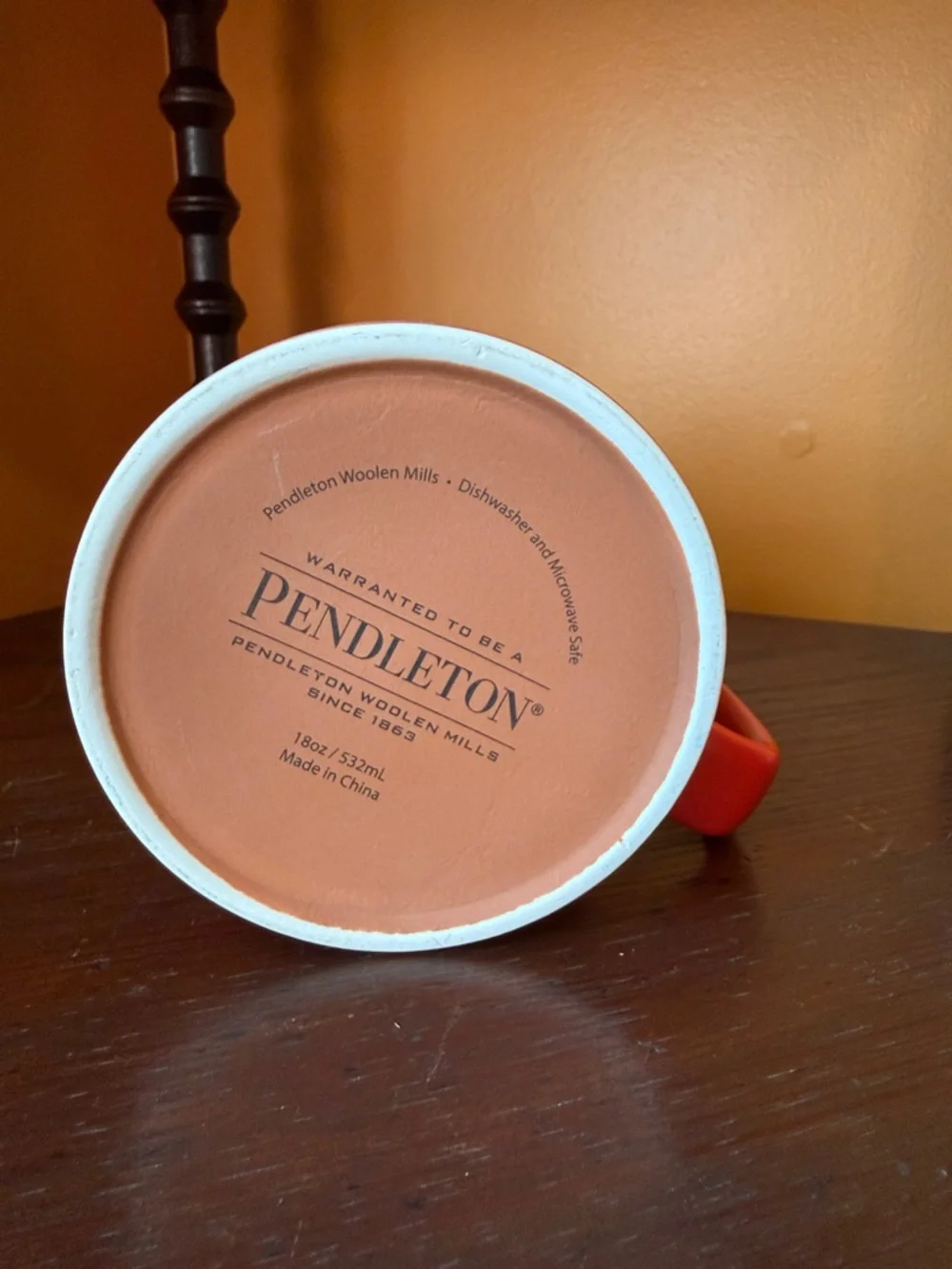 Pendleton Red Ceramic Mug with Multicolor Stripes - Picture 3 of 4
